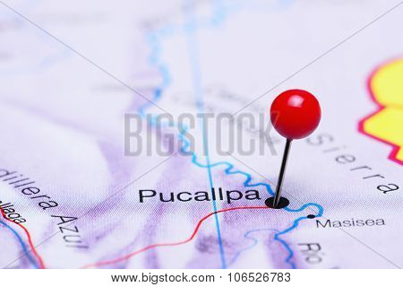 Pucallpa pinned on a map of America