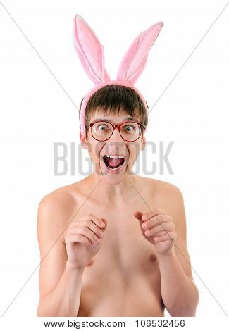 Young Man In Bunny Ears