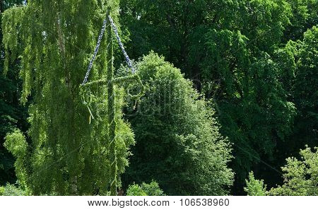 Midsummer pole decorated