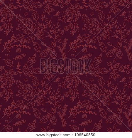 Fall, Autumn or Thanksgiving Vector Flower Pattern - Seamless and Tileable