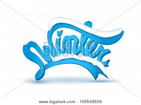 Winter Lettering Covered With A Layer Of Snow, For Christmas And New Year Designs