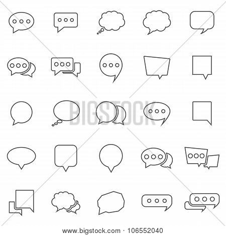 Speech Bubble Line Icons On White Background