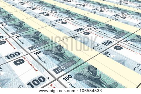 Congolese francs bills stacked background. Computer generated 3D photo rendering.