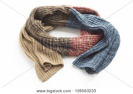 Warm scarf on a white background