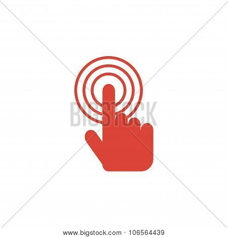 Sign Emblem Vector Illustration. Hand With Touching A Button Or Pointing Finger.