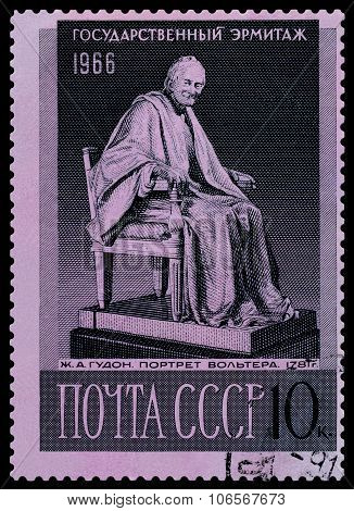 Stamp. Statue Of Voltaire.