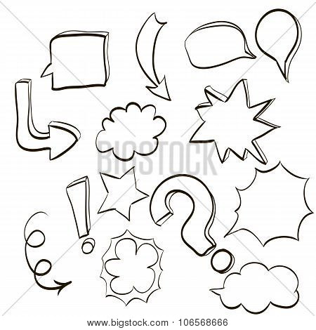Set Of Clouds Conversations, Characters And Various Forms