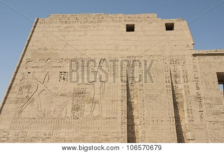 Egyptian Hieroglyphics On A Large Temple Wall