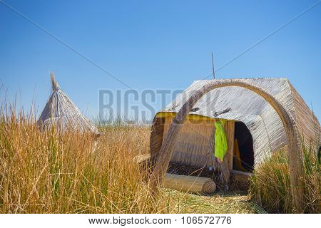 Totora Reed Village On Uros Island, Titicaca Lake, Peru