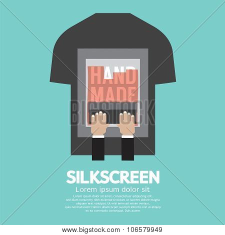 Worker Do Silkscreening On T-shirt.