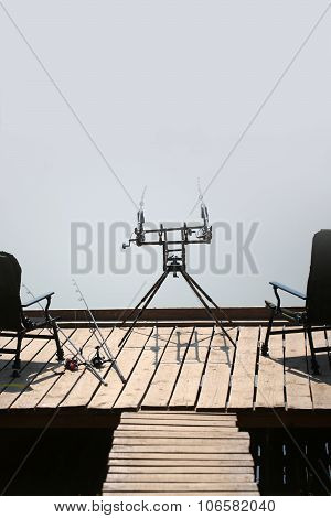 Carp Pod With Two Fishing Rods