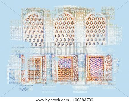 Abstract Oriental Windows Illustration