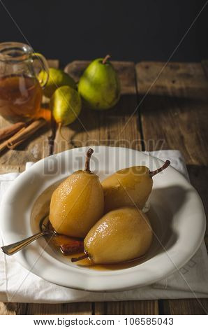 Pears Glazed In Tea And Cinnamon