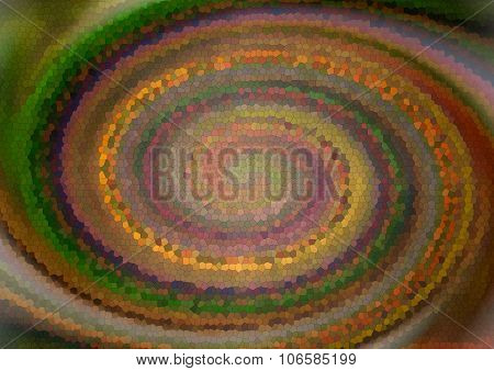 Abstract Colorful Dynamic Retro Hypnotic Spiral Swirl Stained Glass Cells Background
