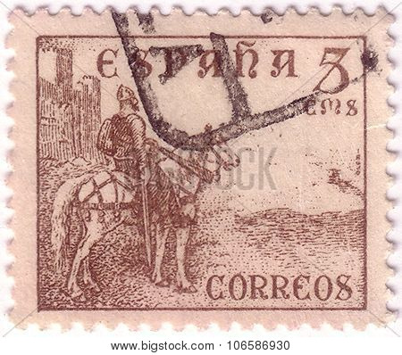 Spain - Circa 1936: A Stamp Printed By Spain, Shows Knight, Circa 1936