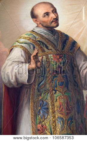 ZAGREB, CROATIA - MAY 28: Saint Ignatius of Loyola, altarpiece in the Basilica of the Sacred Heart of Jesus in Zagreb, Croatia on May 28, 2015