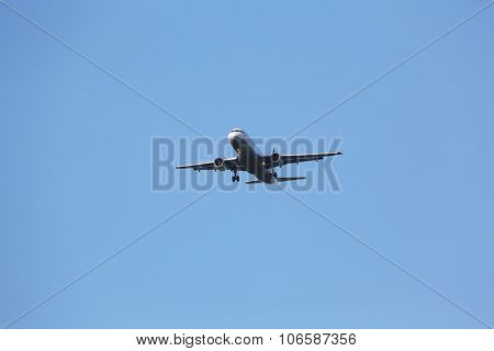 ZAGREB, CROATIA - JUNE 10: Airbus A320, registration D-AIPW of Germanwings landing on Zagreb Airport Pleso on June 10, 2015.