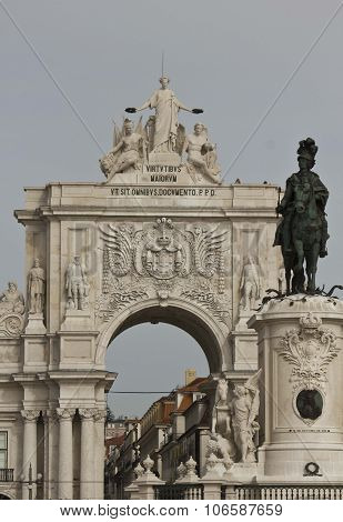 Architectural Close Up Of The Equestrian Statue Of King Joseph