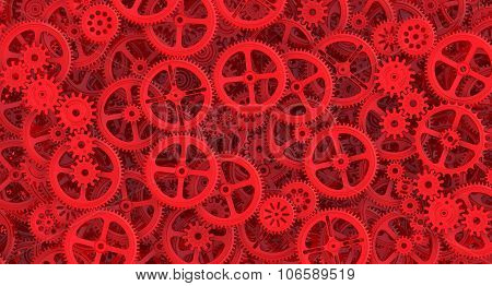 Background from red cogwheels