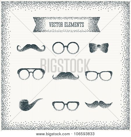 Vector halftone dots hipster icon over vintage background vector illustration