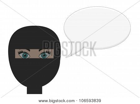 Girl In Burqa With Speech Bubble