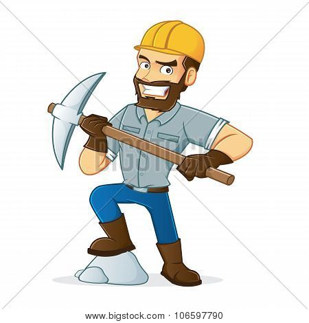 Miner holding pickax