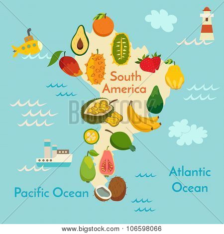 Fruit world map South America