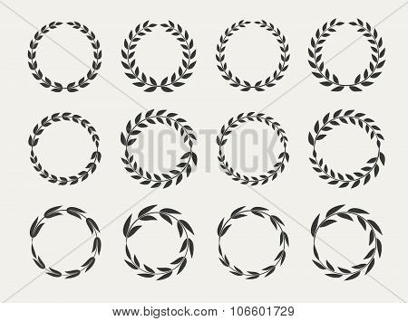 Laurel wreaths set vector illustration
