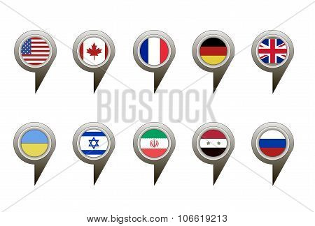 Collection of flag button design. Vector.