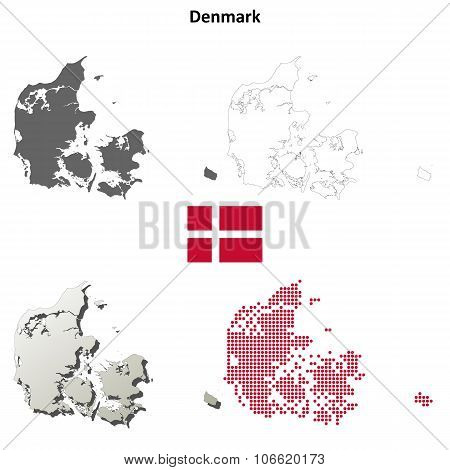 Denmark outline map set