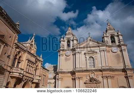 Detail Of The Cathedral City Of Mdina, Malta.nef