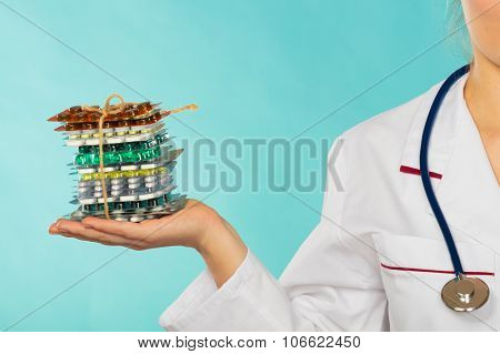 Woman With Diet Weight Loss Pills.