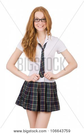 Young smiling student female isolated on white