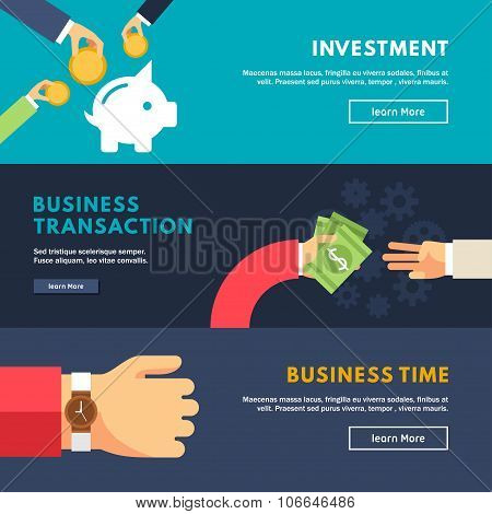 Set Of Flat Design Concepts For Web Banners And Promotional Materials. Investment, Business Transati