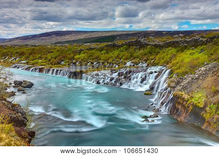 Panoramic view of the Hraunfossar