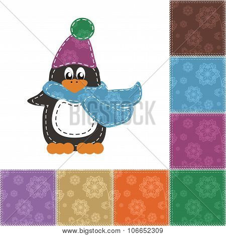 nice scrapbook penquin in scarf and hat