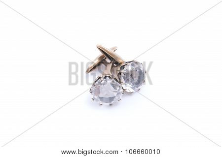 Vintage Cufflinks With Large Transparent Stone..