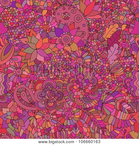 Doodle seamless background oriental pink