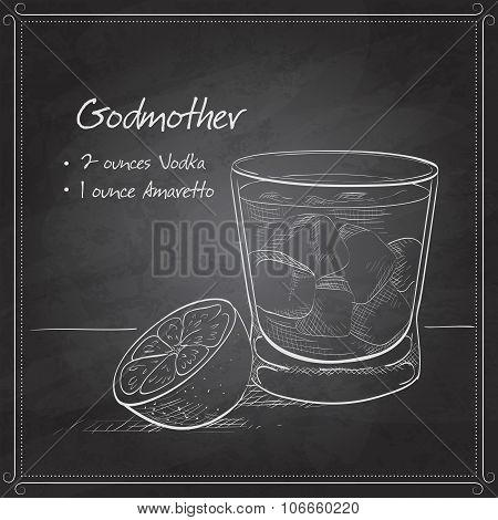 Alcoholic Cocktail Godmother on black board
