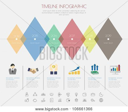 Timeline Infographics With Icons Set.