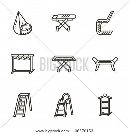 Housekeeping black line vector icons