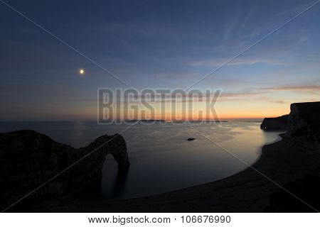 Beautiful Sunset Silhouette Landscape Image Of Durdle Door In England