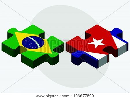 Brazil And Cuba Flags