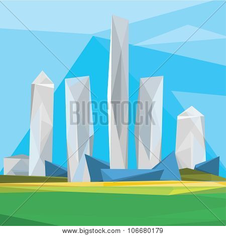Polygonal cityscape illustration