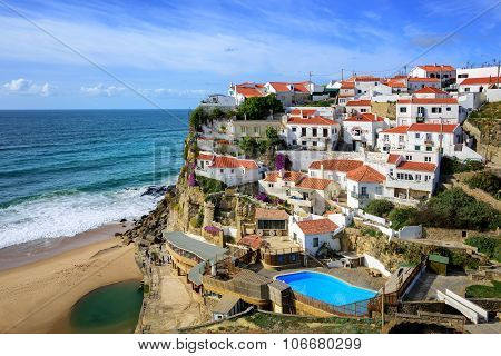 Azenhas Do Mar, A Little Fishermen Village On Atlantic Coast Near Cabo Da Roca, Portugal