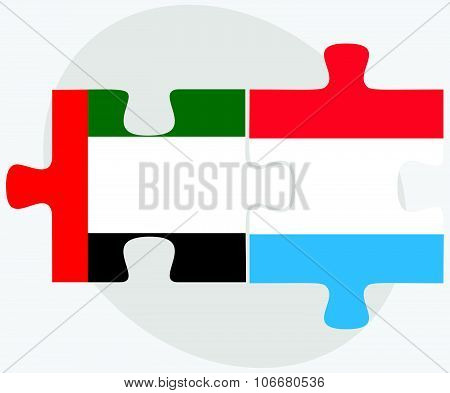 United Arab Emirates And Luxembourg Flags