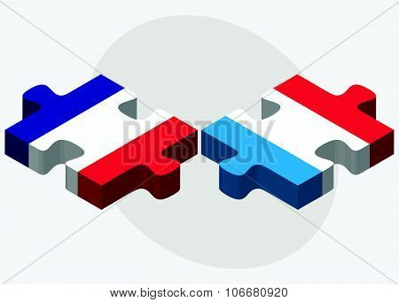 France And Luxembourg Flags