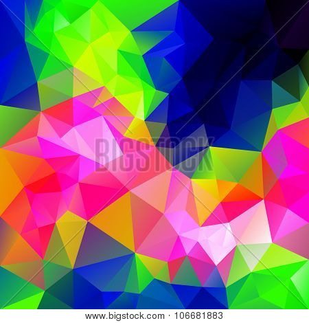 Vector Polygonal Background With Irregular Tessellations Pattern - Triangular Design In Infra Neon C