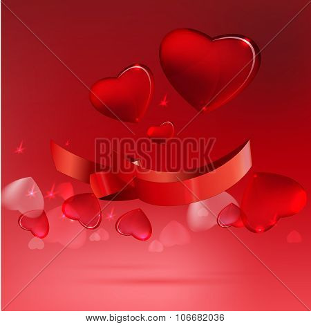 Banner hearts background