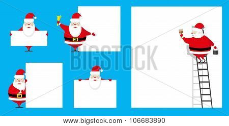 Vector Set Design Elements Funny Santa Claus Different Character As Painter And Showman Isolated On